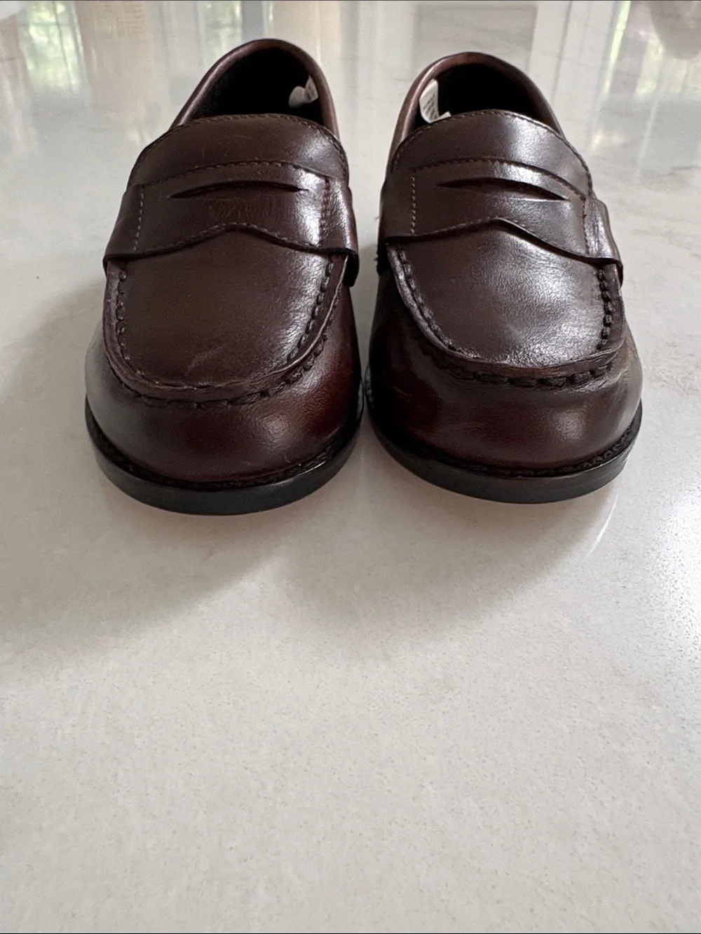 Janie and Jack NWOT ? Leather Penny Loafers Brown Slip On Wedding Dressy Size 9